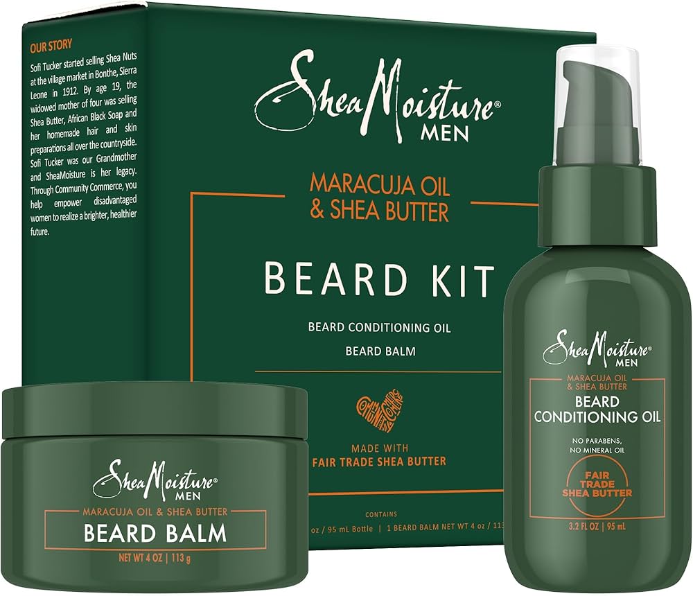 Produits cosmétiques naturels pour homme issus du commerce équitable, comprenant huile pour barbe, savon artisanal et soin hydratant bio.